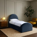  Meridian Andaz Navy Chenille Fabric Upholstered Twin Trundle Bed IMAGE 2