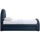  Meridian Andaz Navy Chenille Fabric Upholstered Twin Trundle Bed IMAGE 4