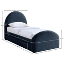  Meridian Andaz Navy Chenille Fabric Upholstered Twin Trundle Bed IMAGE 9