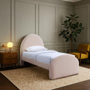  Meridian Andaz Pink Chenille Fabric Upholstered Twin Bed IMAGE 2