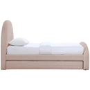  Meridian Andaz Pink Chenille Fabric Upholstered Twin Trundle Bed IMAGE 4