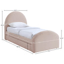  Meridian Andaz Pink Chenille Fabric Upholstered Twin Trundle Bed IMAGE 9