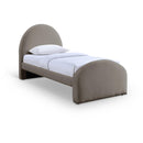  Meridian Andaz Taupe Chenille Fabric Upholstered Twin Bed IMAGE 1