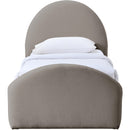  Meridian Andaz Taupe Chenille Fabric Upholstered Twin Bed IMAGE 3