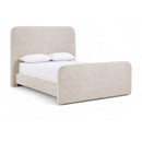  Meridian Fira Beige Linen Textured Fabric Upholstered Full Bed IMAGE 1
