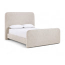  Meridian Fira Beige Linen Textured Fabric Upholstered Queen Bed IMAGE 1