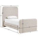  Meridian Fira Beige Linen Textured Fabric Upholstered Twin Bed IMAGE 11