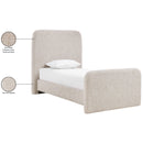  Meridian Fira Beige Linen Textured Fabric Upholstered Twin Bed IMAGE 12