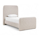  Meridian Fira Beige Linen Textured Fabric Upholstered Twin Bed IMAGE 1