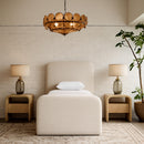  Meridian Fira Beige Linen Textured Fabric Upholstered Twin Bed IMAGE 2