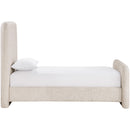 Meridian Fira Beige Linen Textured Fabric Upholstered Twin Bed IMAGE 4