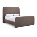  Meridian Fira Brown Linen Textured Fabric Upholstered Full Bed IMAGE 1