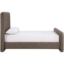  Meridian Fira Brown Linen Textured Fabric Upholstered Full Bed IMAGE 4