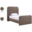  Meridian Fira Brown Linen Textured Fabric Upholstered Twin Bed IMAGE 12