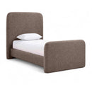  Meridian Fira Brown Linen Textured Fabric Upholstered Twin Bed IMAGE 1