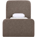 Meridian Fira Brown Linen Textured Fabric Upholstered Twin Bed IMAGE 3