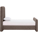  Meridian Fira Brown Linen Textured Fabric Upholstered Twin Bed IMAGE 4