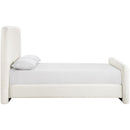  Meridian Fira Cream Linen Textured Fabric Upholstered Full Bed IMAGE 4