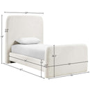  Meridian Fira Cream Linen Textured Fabric Upholstered Twin Bed IMAGE 11