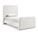  Meridian Fira Cream Linen Textured Fabric Upholstered Twin Bed IMAGE 1