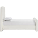  Meridian Fira Cream Linen Textured Fabric Upholstered Twin Bed IMAGE 4