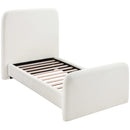  Meridian Fira Cream Linen Textured Fabric Upholstered Twin Bed IMAGE 6