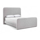  Meridian Fira Grey Linen Textured Fabric Upholstered King Bed IMAGE 1
