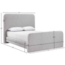  Meridian Fira Grey Linen Textured Fabric Upholstered Queen Bed IMAGE 11