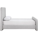  Meridian Fira Grey Linen Textured Fabric Upholstered Queen Bed IMAGE 4