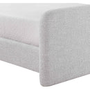  Meridian Fira Grey Linen Textured Fabric Upholstered Queen Bed IMAGE 8