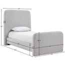  Meridian Fira Grey Linen Textured Fabric Upholstered Twin Bed IMAGE 11