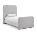  Meridian Fira Grey Linen Textured Fabric Upholstered Twin Bed IMAGE 1