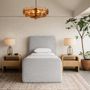  Meridian Fira Grey Linen Textured Fabric Upholstered Twin Bed IMAGE 2