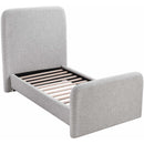  Meridian Fira Grey Linen Textured Fabric Upholstered Twin Bed IMAGE 6