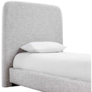  Meridian Fira Grey Linen Textured Fabric Upholstered Twin Bed IMAGE 7