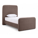  Meridian Fira Brown Chenille Fabric Upholstered Twin Bed IMAGE 1