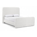  Meridian Fira Cream Chenille Fabric Upholstered King Bed IMAGE 1