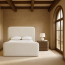  Meridian Fira Cream Chenille Fabric Upholstered Queen Bed IMAGE 2