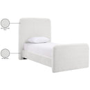  Meridian Fira Cream Chenille Fabric Upholstered Twin Bed IMAGE 12