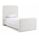  Meridian Fira Cream Chenille Fabric Upholstered Twin Bed IMAGE 1