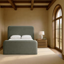  Meridian Fira Green Chenille Fabric Upholstered Queen Bed IMAGE 2