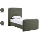  Meridian Fira Green Chenille Fabric Upholstered Twin Bed IMAGE 12