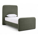  Meridian Fira Green Chenille Fabric Upholstered Twin Bed IMAGE 1