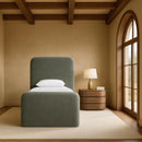  Meridian Fira Green Chenille Fabric Upholstered Twin Bed IMAGE 2