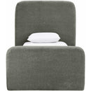  Meridian Fira Green Chenille Fabric Upholstered Twin Bed IMAGE 3