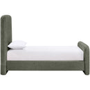  Meridian Fira Green Chenille Fabric Upholstered Twin Bed IMAGE 4