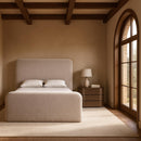  Meridian Fira Taupe Chenille Fabric Upholstered Queen Bed IMAGE 2