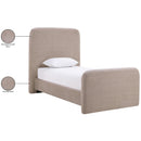 Meridian Fira Taupe Chenille Fabric Upholstered Twin Bed IMAGE 12