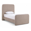 Meridian Fira Taupe Chenille Fabric Upholstered Twin Bed IMAGE 1