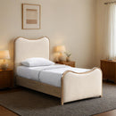  Meridian Arvada Cream Vegan Leather Upholstered Twin Bed IMAGE 2
